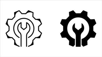 wrench with gear icon set, Service tool symbol, setting sign, isolated on white background, illustration vector