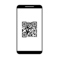 QR code scanning on smartphone screen. Simple line icon style, barcode scanner for payment, web, mobile app. Isolated illustration. vector