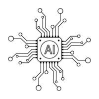 CPU ai icon line, design . processor icon design vector