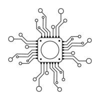 Chip line icon, CPU icon, . vector