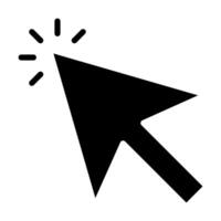 Click the black arrow icon.Cursor arrow icon with click effect. Represents a computer mouse click, indicating an action, interaction, or choice. vector