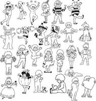 a set of children's drawings, including a boy and girl vector