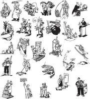 a collection of cartoon characters and scenes vector
