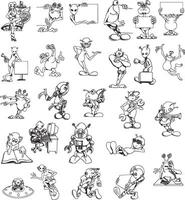 cartoon characters set of various poses vector