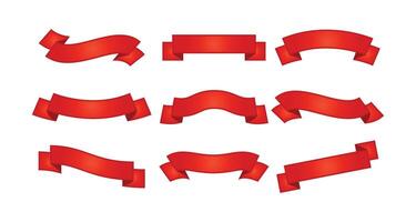 Red Ribbon Banner, Glossy Scroll, Label and Tag Design Graphics for Promotion vector