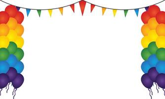 Rainbow Balloons and Bunting Party Decorations, Colorful Event Graphics vector