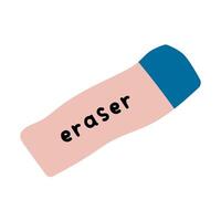 Rubber eraser in hand drawn style. Flat illustration isolated on white background. vector