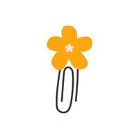 Paper clip with flower. Paperclip document icon. Illustration isolated on white background.. vector