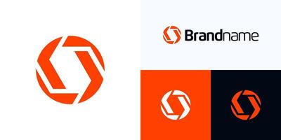 Global Circular abstract with interlock unity style, Logo icon design illustration, Creative Symbol initial letter S alphabet with circle union concept for brand identity and business company vector