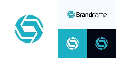 Global Circular abstract with interlock unity style, Logo icon design illustration, Creative Symbol initial letter S with circle union concept for brand identity and business company vector