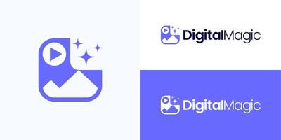 Play , mountain images with shine sparkling for digital media, prompt text to instructions or questions given to , logo icon of artificial Intelligence technology for innovative tech vector