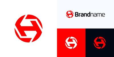 Global Circular abstract with interlock unity style, Logo icon design illustration, Creative Symbol initial letter H alphabet with circle union concept for brand identity and business company vector