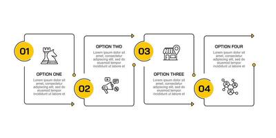 Simple Infographic 4 Step or Options for Business Marketing. Presentation, Plan, Strategy and Report. vector