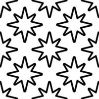 Eight pointed star seamless pattern. Textile design with stars. Hand drawn illustration. Black and white Wrapping paper vector