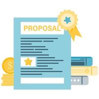 Contract proposal sheet, project management and business illustrations vector