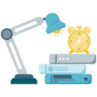 Study lamp and stack of books vector