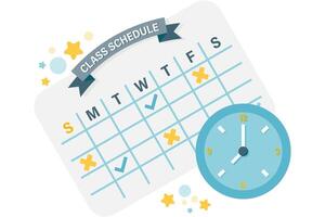 class schedule, school illustrations and school documents vector