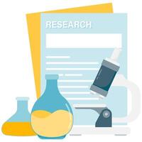 Microscope and research sheets vector