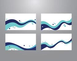 Modern Abstract Wave Backgrounds with Dots Blue and Teal Fluid Line Set vector