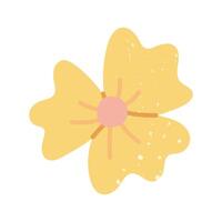 Yellow buttercup flower with texture. Flat color isolated illustration with doodle elements. Greenery in the garden. Suitable for decorating children's and nature projects, prints, packaging, blogs vector