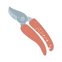 Pruner with texture. Flat isolated color illustration with doodle elements. It is suitable for postcards, prints, blog design, children's books, packaging design, and spring projects vector