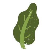 green poplar leaf with a texture. Flat color isolated illustration with doodle elements. Greenery in the garden. Suitable for decorating children's and nature projects, prints, packaging, blogs vector