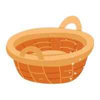 wicker basket with texture. Flat isolated color illustration with doodle elements. It is suitable for postcards, prints, blog design, children's books, packaging design and spring projects vector