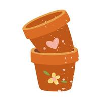 group of clay pots on top of each other with a texture. Flat isolated color illustration with doodle elements. It is suitable for postcards, prints, blog design, children's books, packaging design vector
