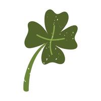 green clover is four leaved with a texture. Flat color isolated illustration with doodle elements. Greenery in garden. Suitable for decorating children's and nature projects, prints, packaging, blogs vector