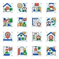Set of Property Flat circular Icons vector