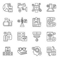 Set of Data Science Linear Icons vector