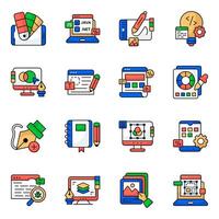 Set of Web Designing Flat Icon vector