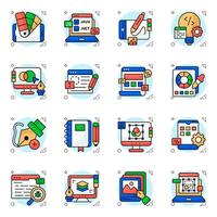 Set of Web Designing Flat circular Icons vector
