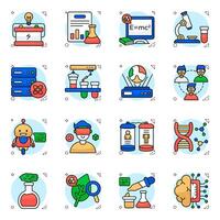 Set of Science Flat circular Icons vector