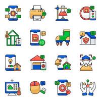 Set of Science and Iot Flat Icons vector