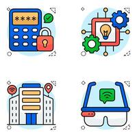 Set of Science and Smart Technology Flat circular Icons vector