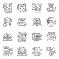 Set of Programming linear style Icons vector