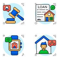 Set of Estate and Landing Flat circular Icons vector