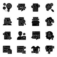 Set of Coding Glyph Icons vector