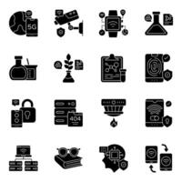 Set of Data Science Glyph Icons vector
