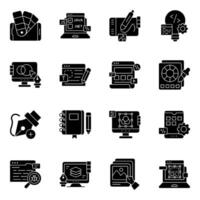 Set of Web Designing Glyph Icons vector