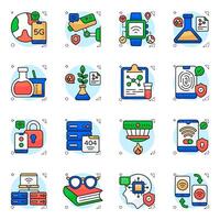 Set of Data Science Flat circular Icons vector