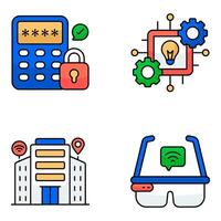 Set of Science and Smart Technology Flat Icons vector