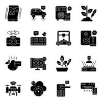 Set of Science and Network Glyph Icons vector