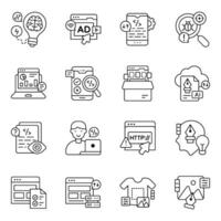 Set of Coding Linear Icons vector