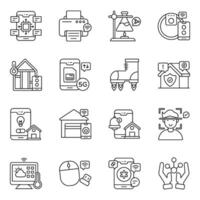 Set of Science and Iot Linear Icons vector