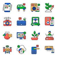 Set of Science and Network Flat Icons vector