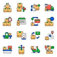 Set of Logistic Delivery Flat style Icons vector