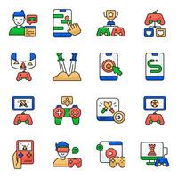 Set of Computer Games Flat Icons vector