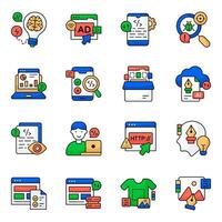 Set of Coding and programming Flat Icons vector